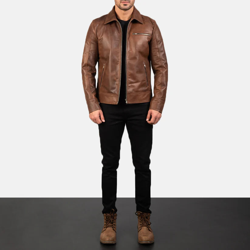 Brown Real Leather Biker Jacket Leather Jacket Leather Scoutt