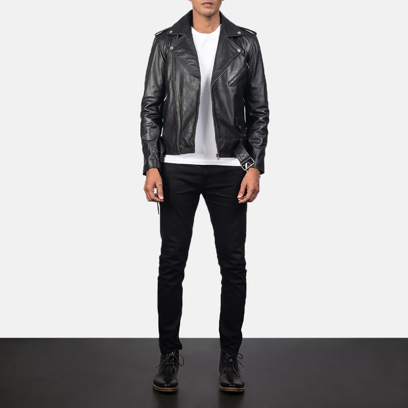 Black Real Leather Biker Jacket Leather Jacket Leather Scoutt
