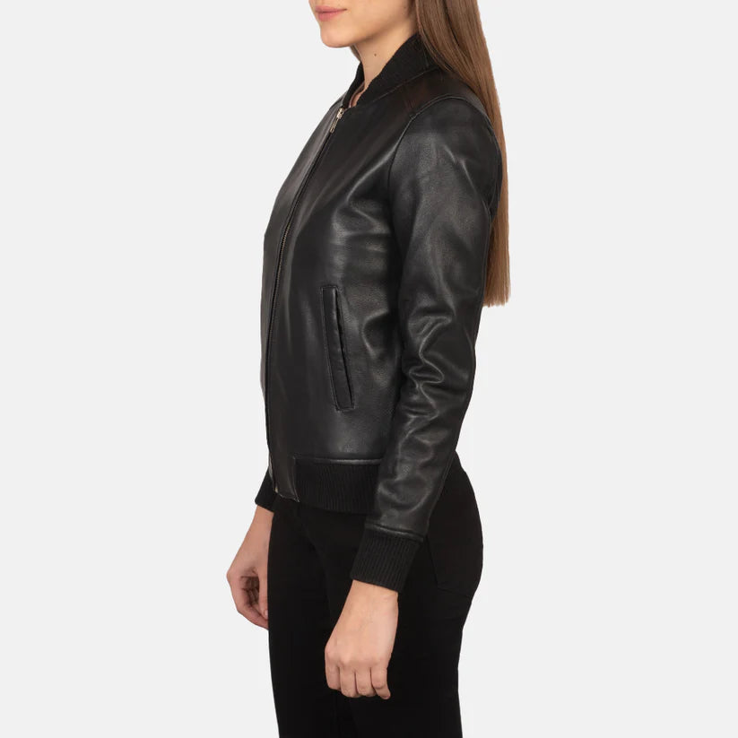 Black Real Leather Bomber Jacket Leather Jacket Leather Scoutt