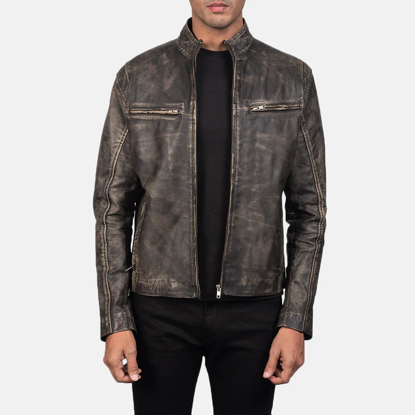 Distressed Brown Real Leather Biker Jacket Leather Jacket Leather Scoutt