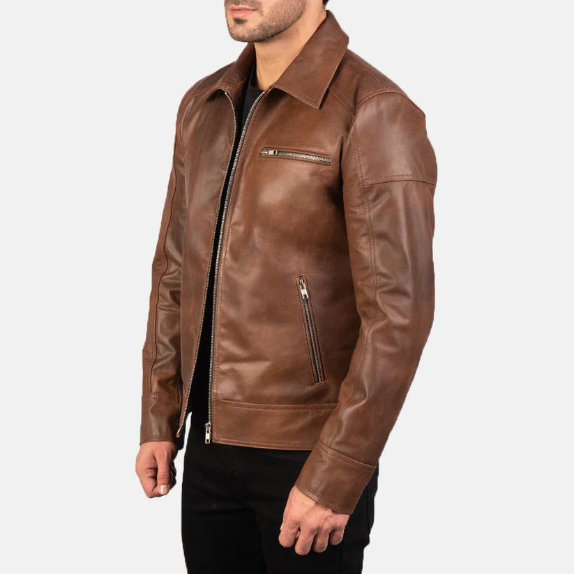 Brown Real Leather Biker Jacket Leather Jacket Leather Scoutt