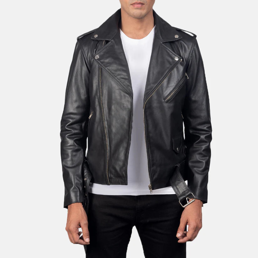 Black Real Leather Biker Jacket Leather Jacket Leather Scoutt