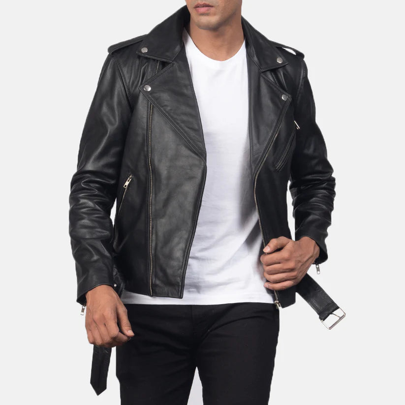 Black Real Leather Biker Jacket Leather Jacket Leather Scoutt