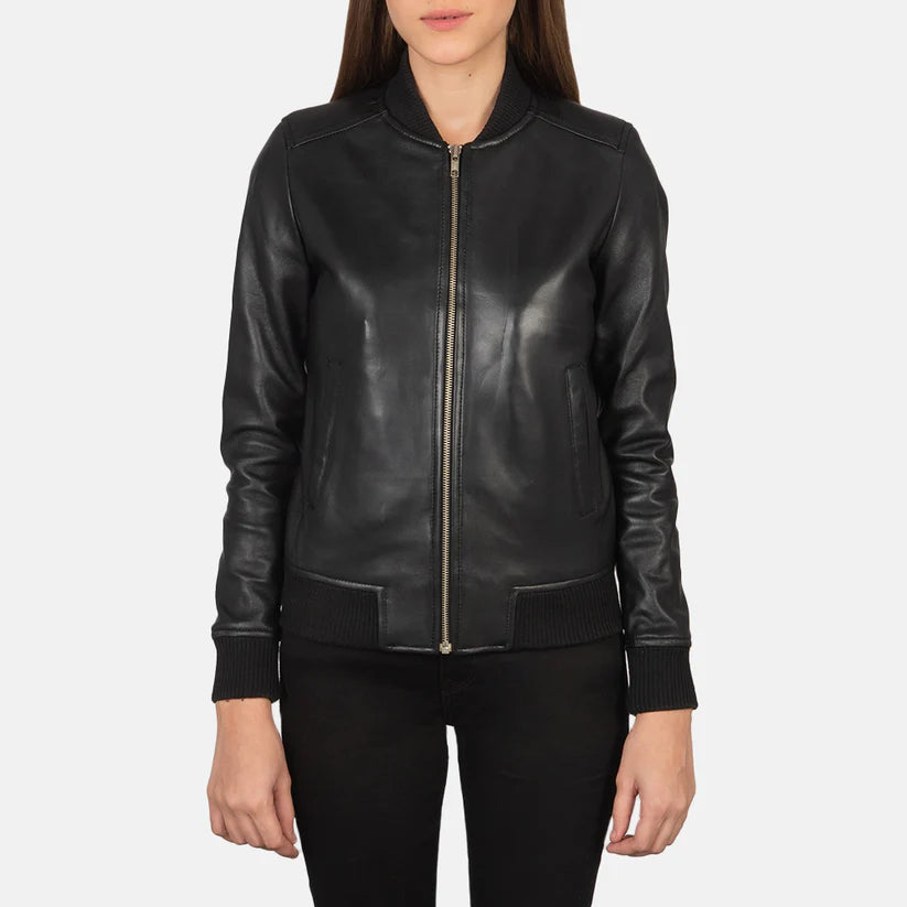 Black Real Leather Bomber Jacket Leather Jacket Leather Scoutt