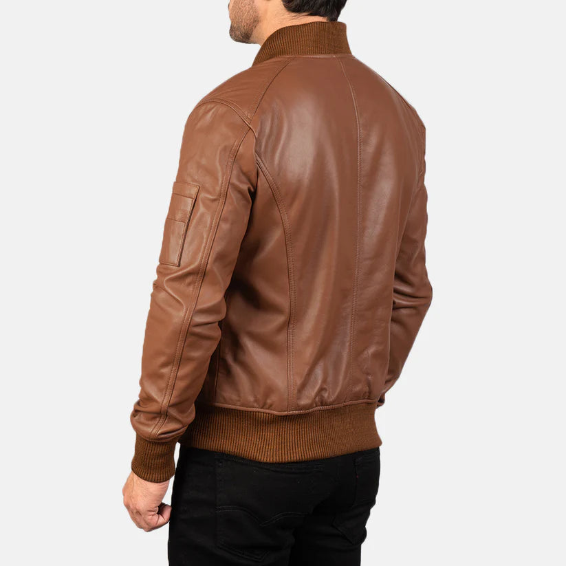 Brown real Leather Bomber Jacket Leather Jacket Leather Scoutt