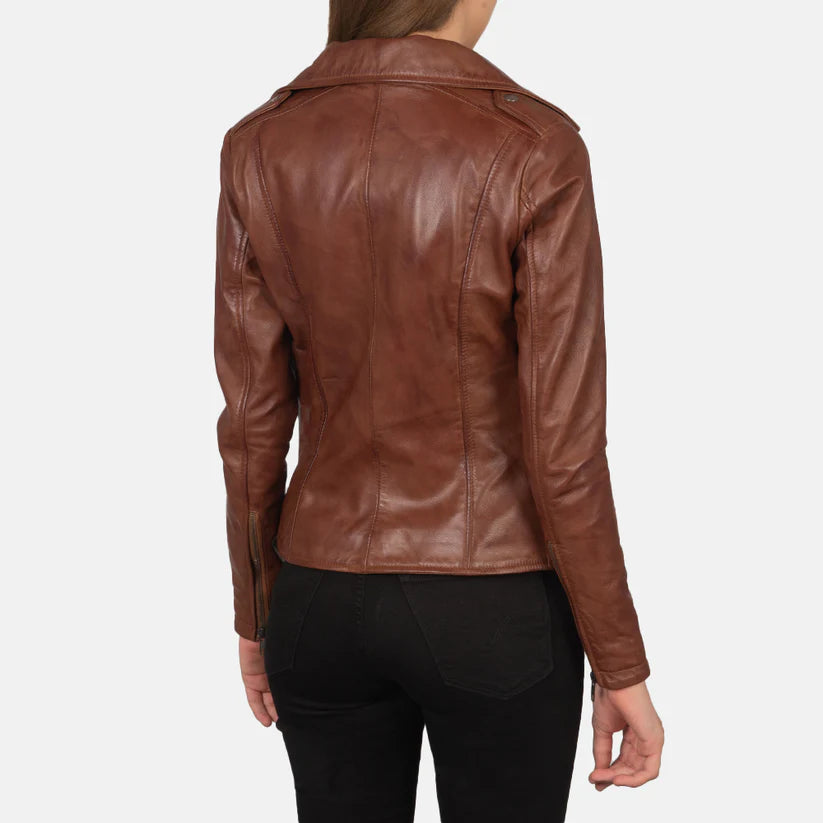 Brown Real Leather Biker Jacket LSW-0006