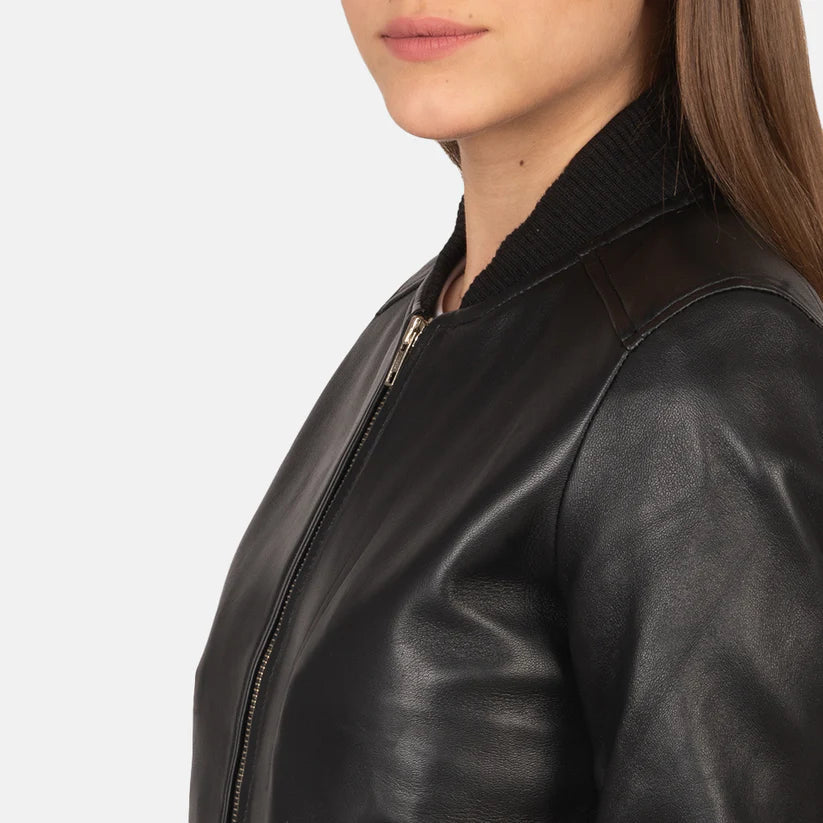 Black Real Leather Bomber Jacket Leather Jacket Leather Scoutt