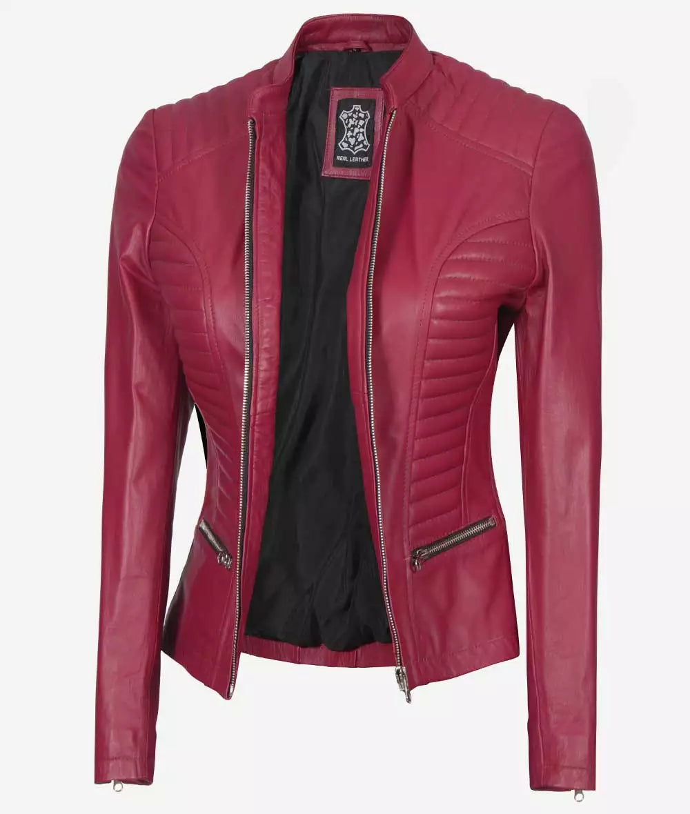 Women's Slim Fit Cafe Racer Leather Jacket LSW-0054