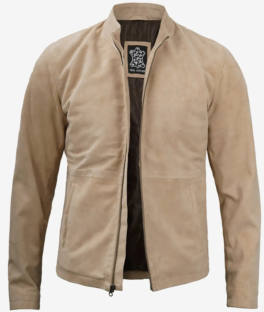 Men's Suede Jacket With Mandarin Collar LSM-0082