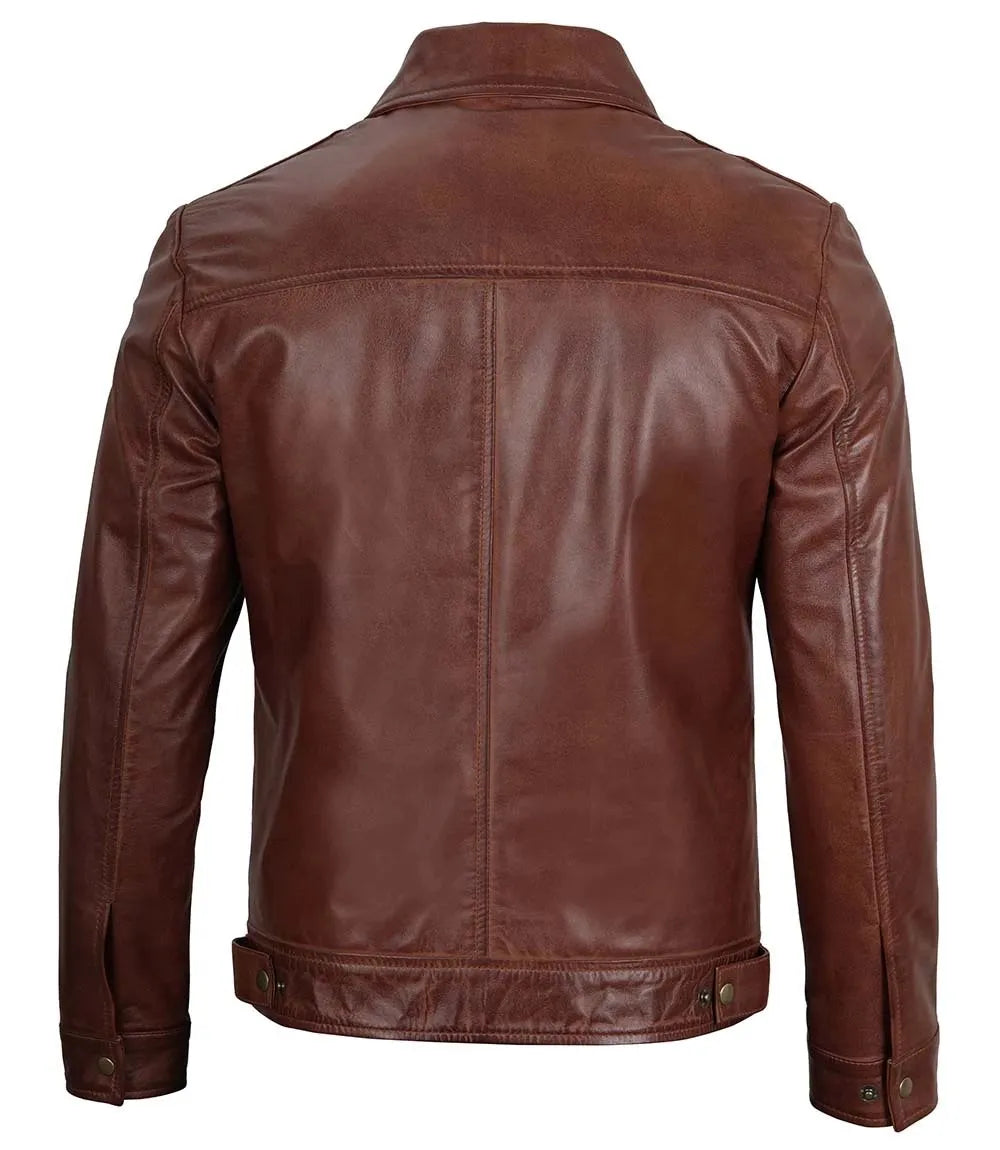Reeves Men's Harrington Brown Real Leather Jacket LSM-0049