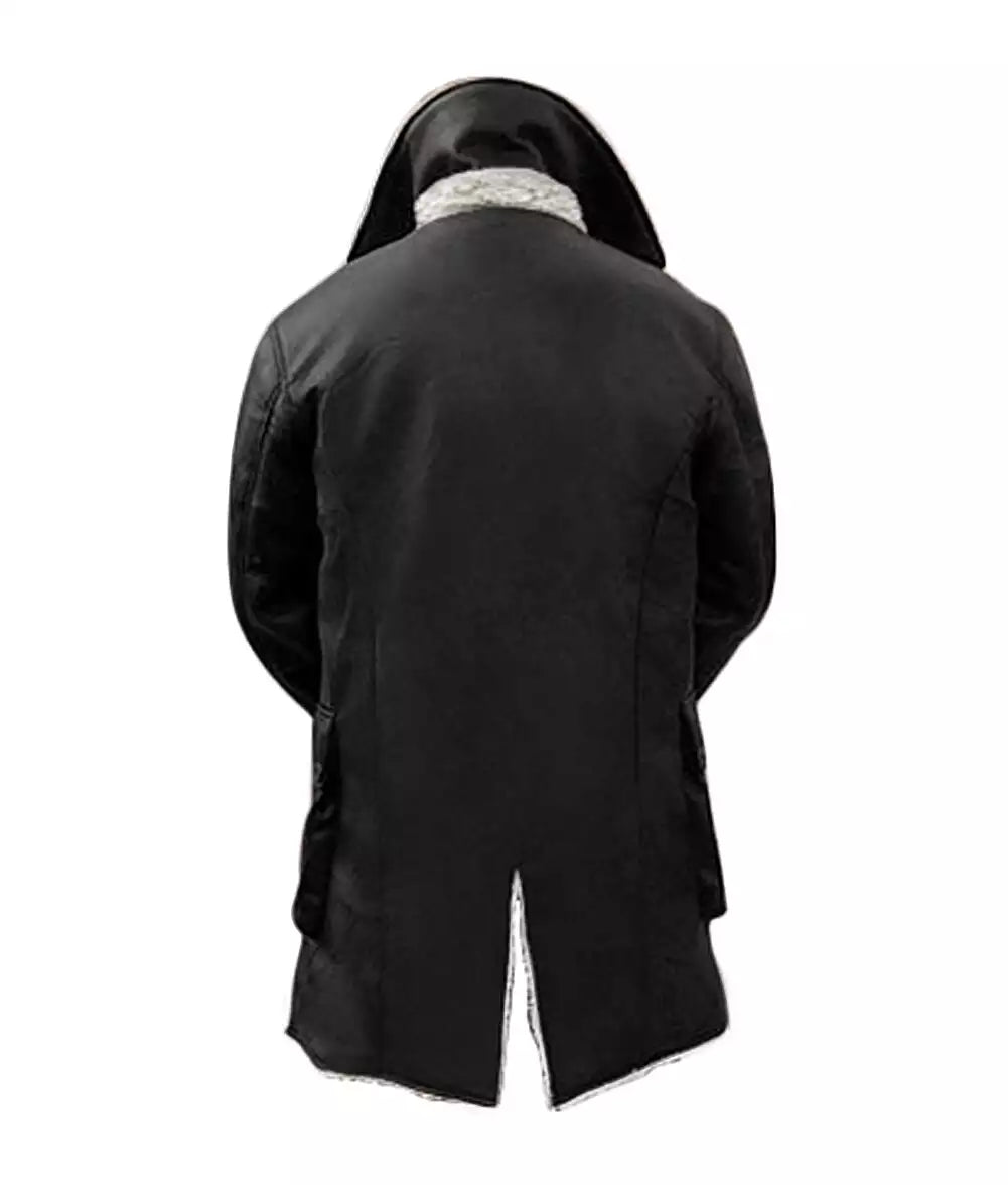 Men's Bane Black Real Leather Winter Coat - Swedish Bomber Jacket LSM-0054