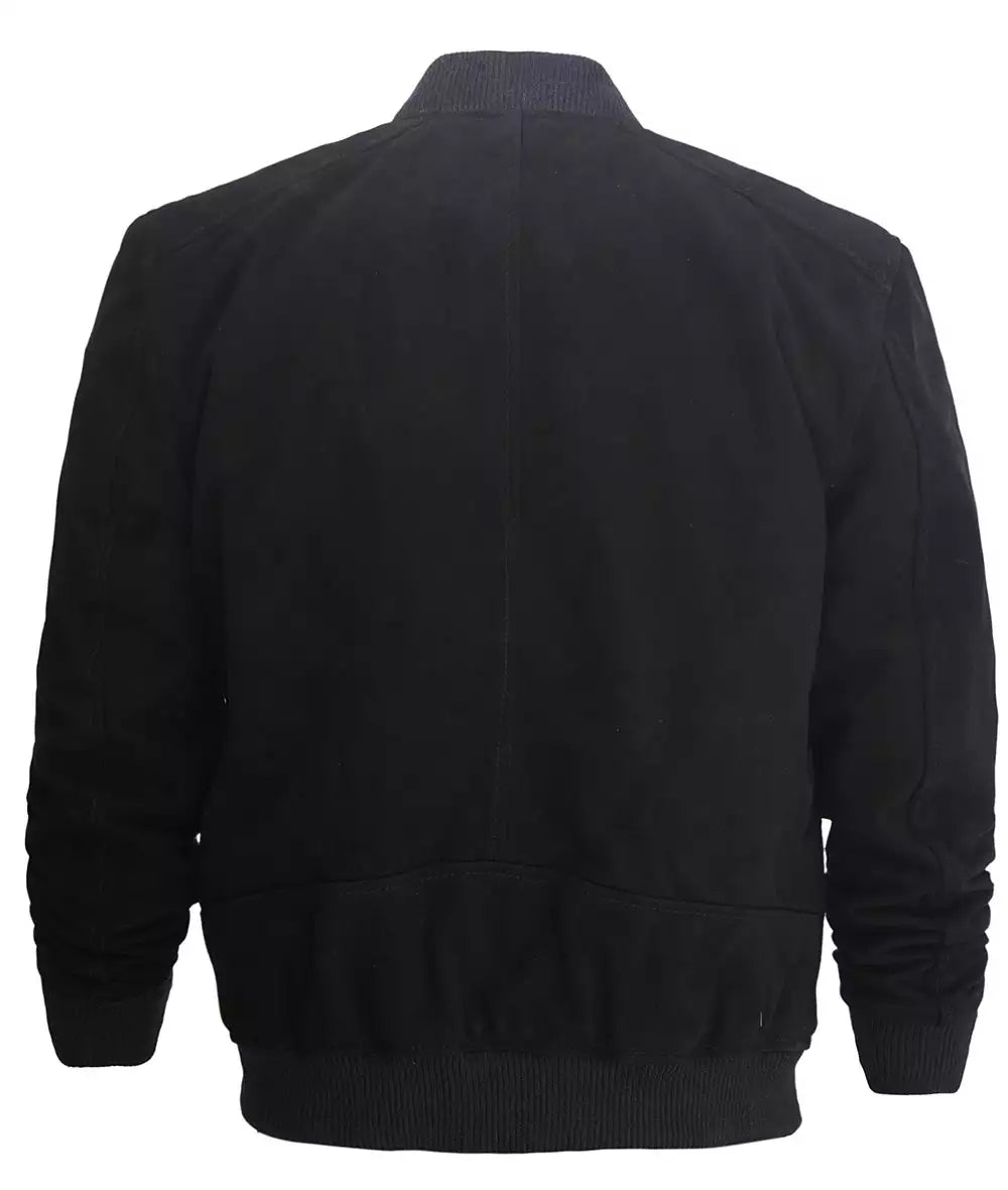 Men's Premium Black Suede Bomber Jacket LSM-0087