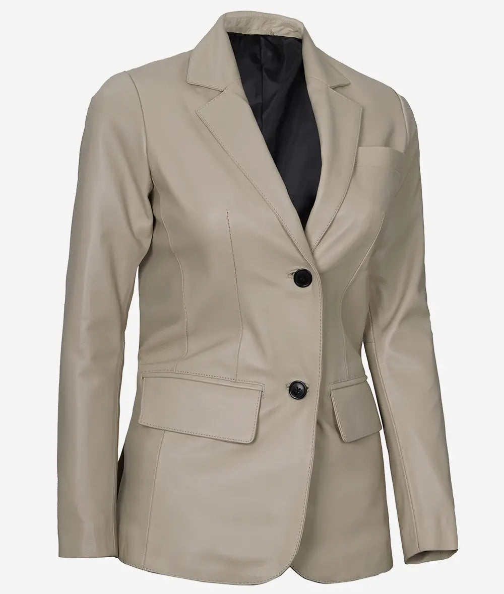 Womens Two Button Leather Blazer LSW-0094