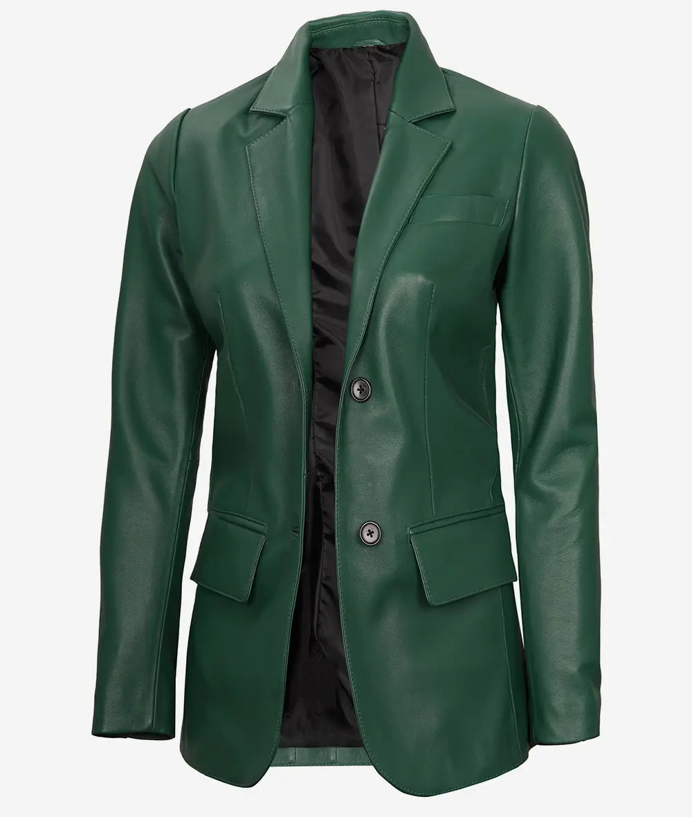 Womens Two Button Leather Blazer LSW-0090