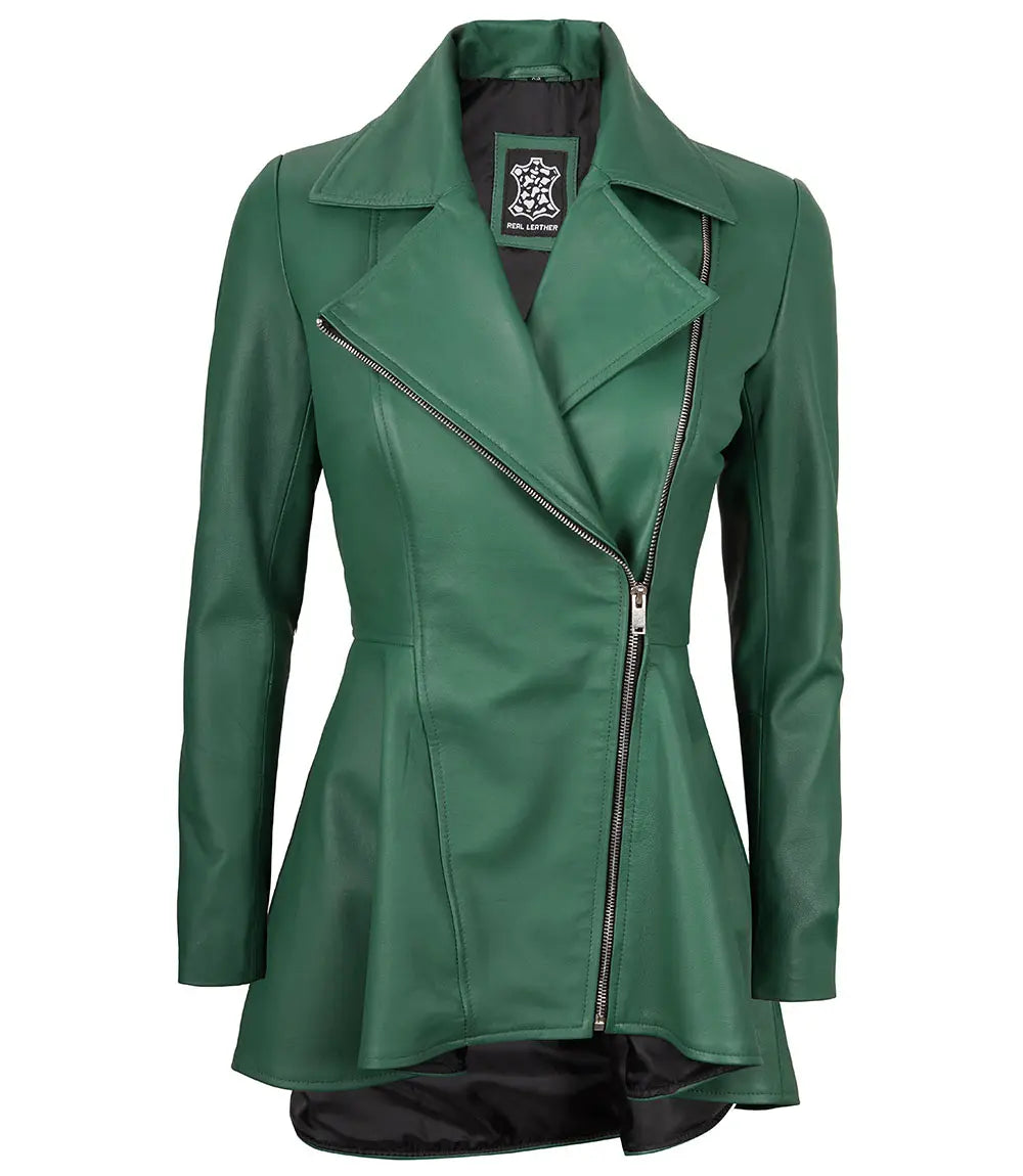 Clarissa Womens Peplum Leather Jacket LSW-0008