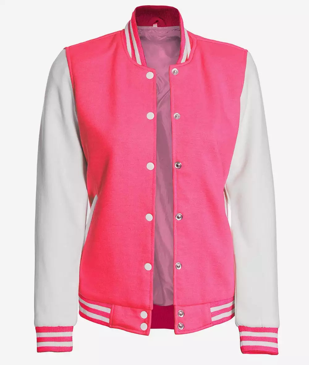 Womens Varsity Jacket with White Sleeves - Baseball Bomber Jacket LSW-0081