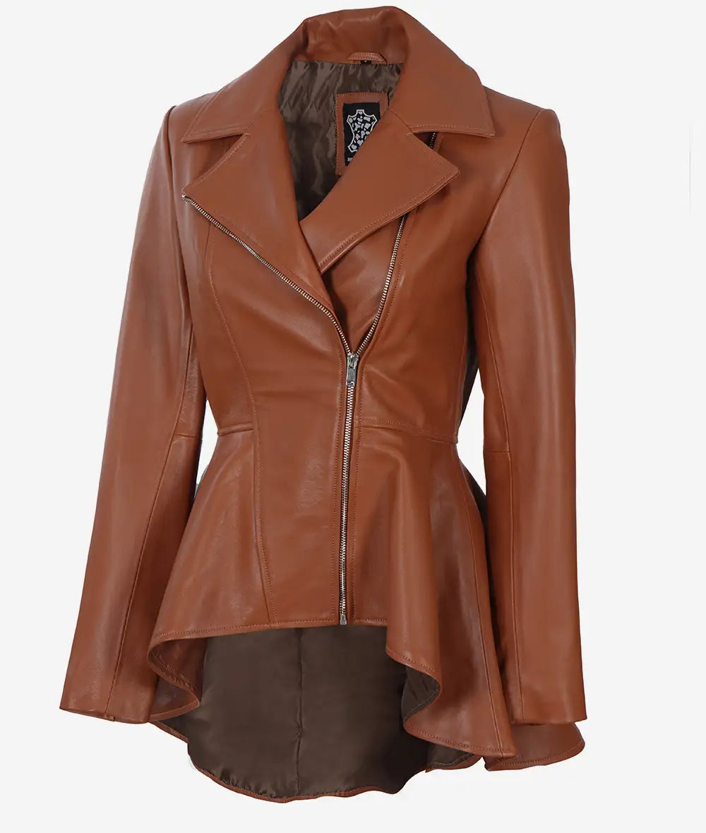 Clarissa Womens Peplum Leather Jacket LSW-0008