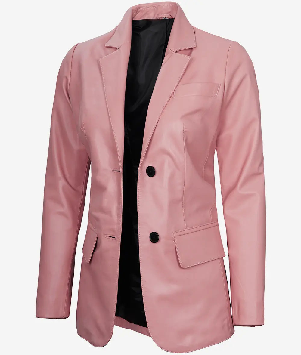 Womens Two Button Leather Blazer LSW-0090