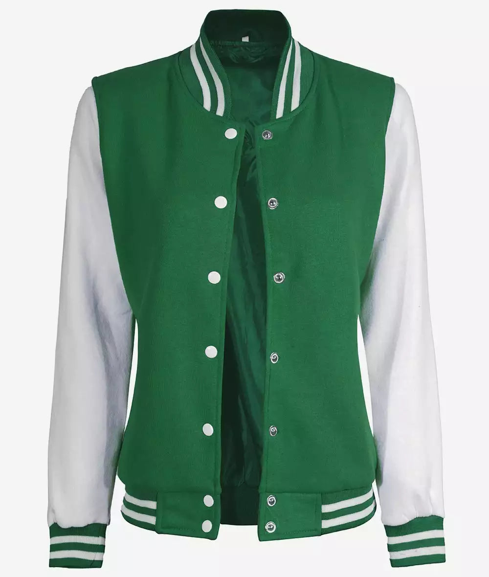Womens Varsity Jacket with White Sleeves - Baseball Bomber Jacket LSW-0081