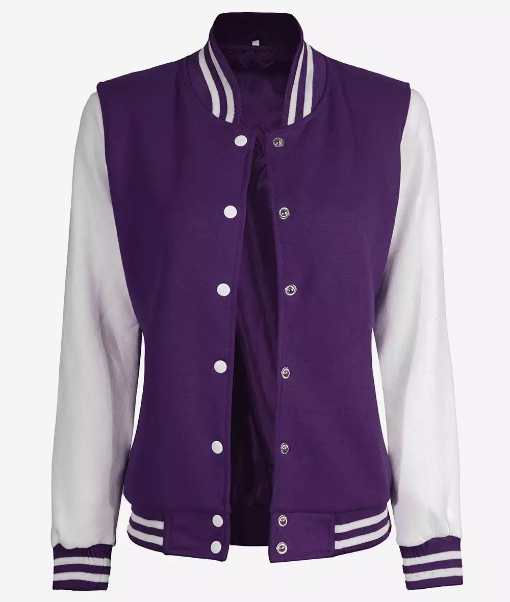 Womens Varsity Jacket with White Sleeves - Baseball Bomber Jacket LSW-0081