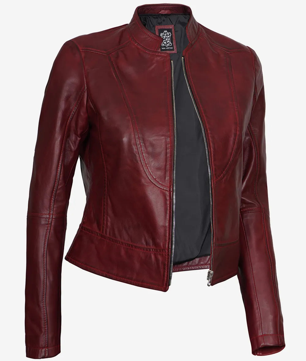Women's Slim Fit Leather Biker Jacket LSW-0025