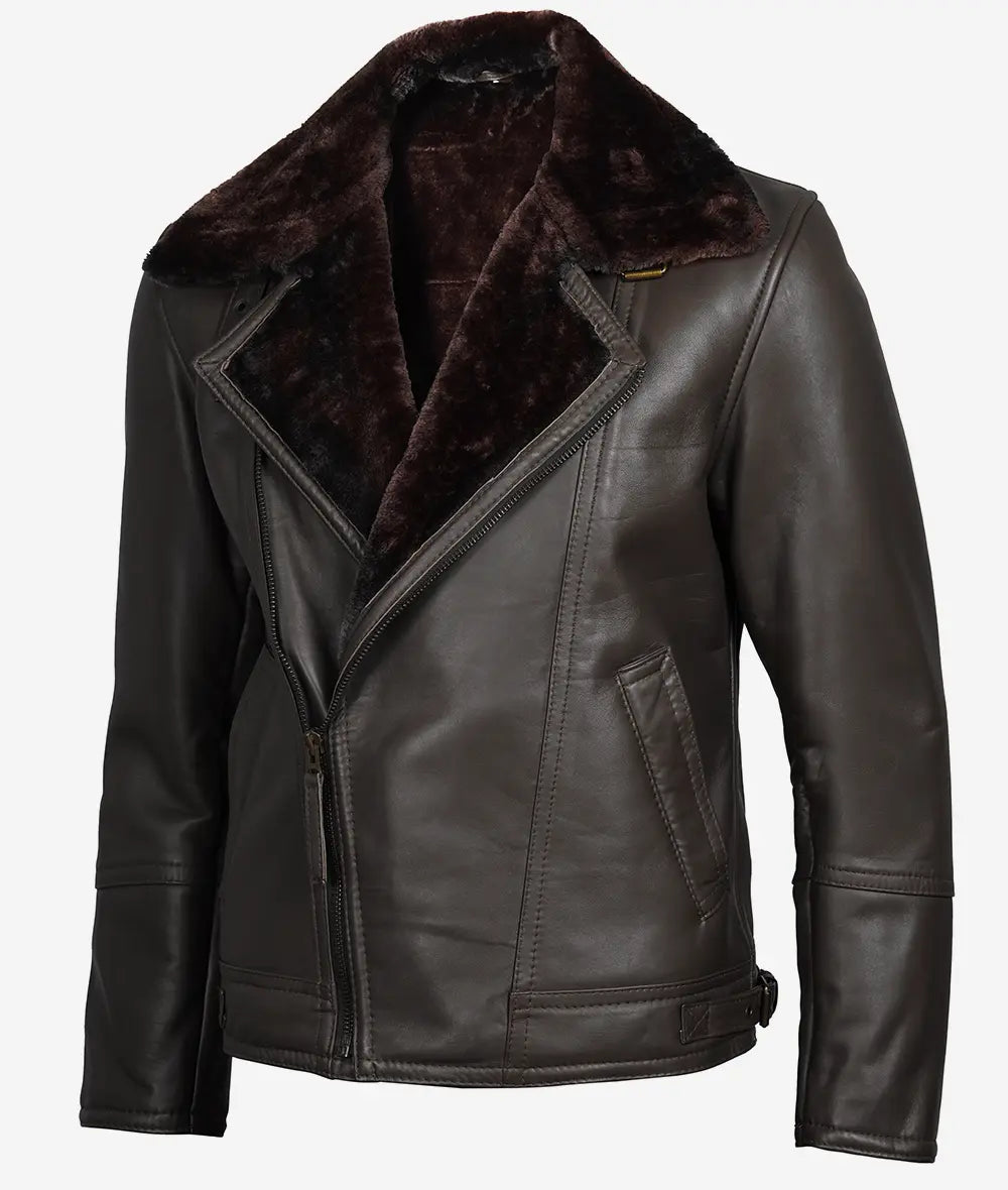 Men's Shearling Lined Moto Leather Jacket LSM-0060