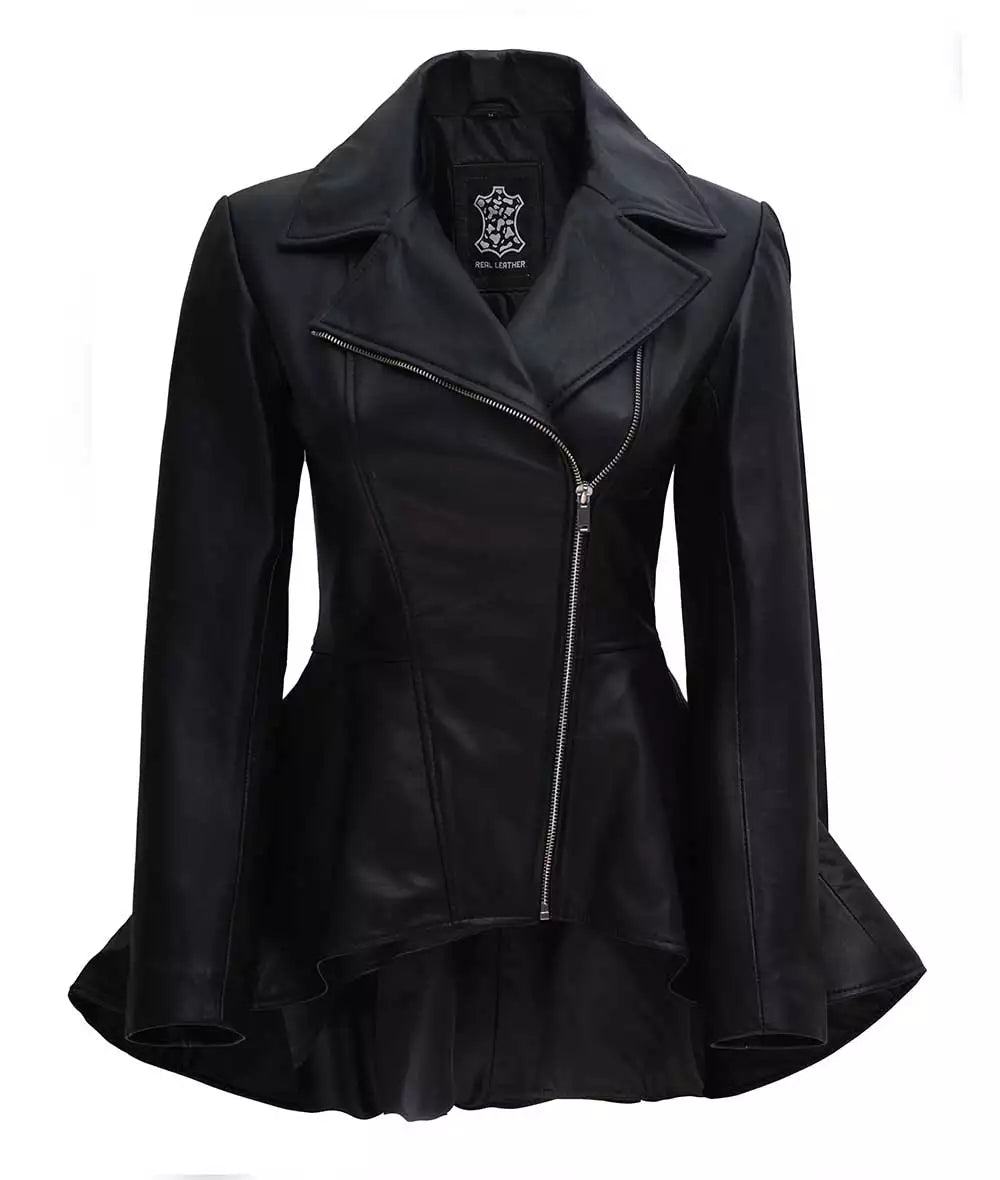 Clarissa Womens Peplum Leather Jacket LSW-0008