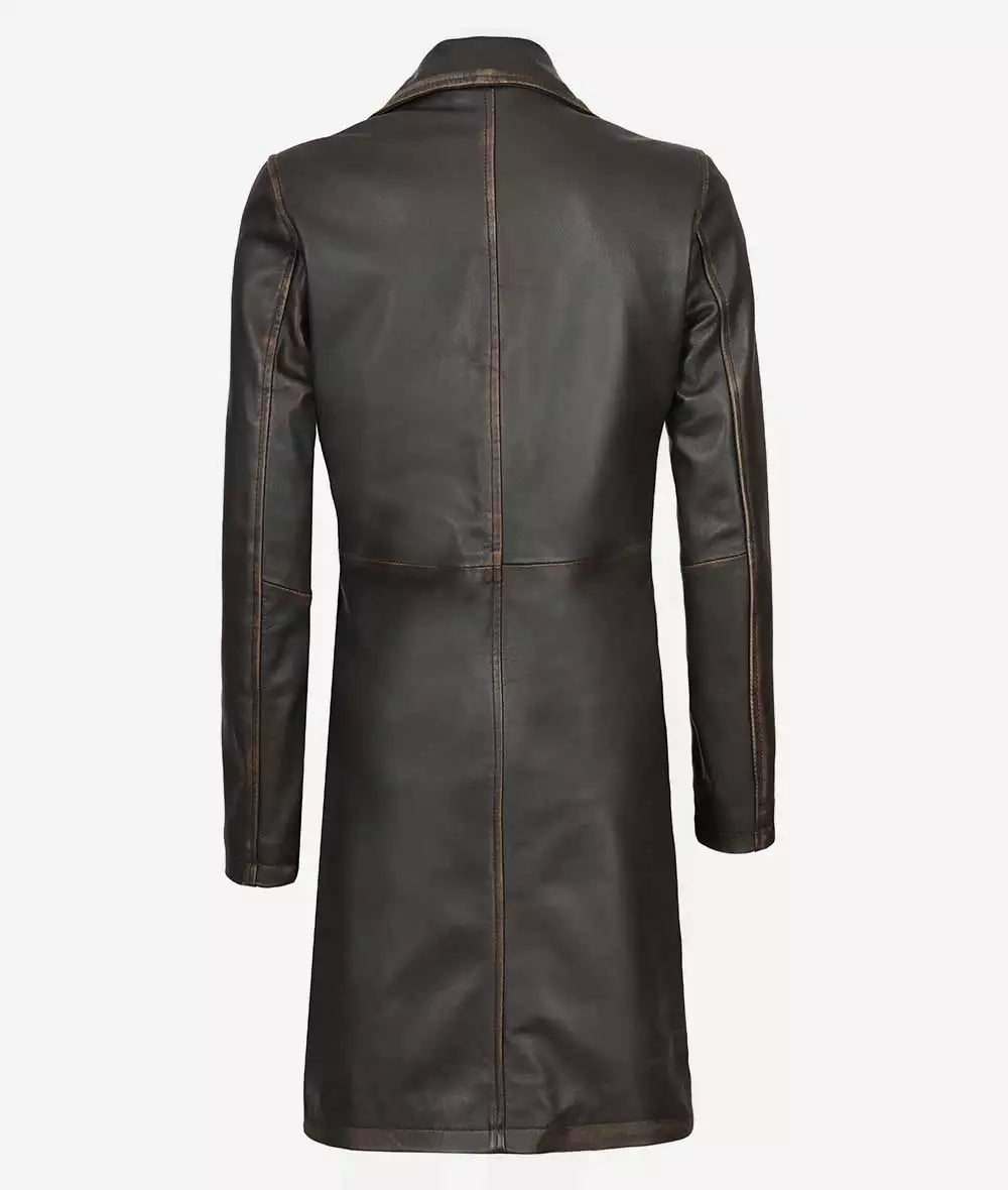 Women's Dark Brown 3/4 Length Leather Coat LSW-0105
