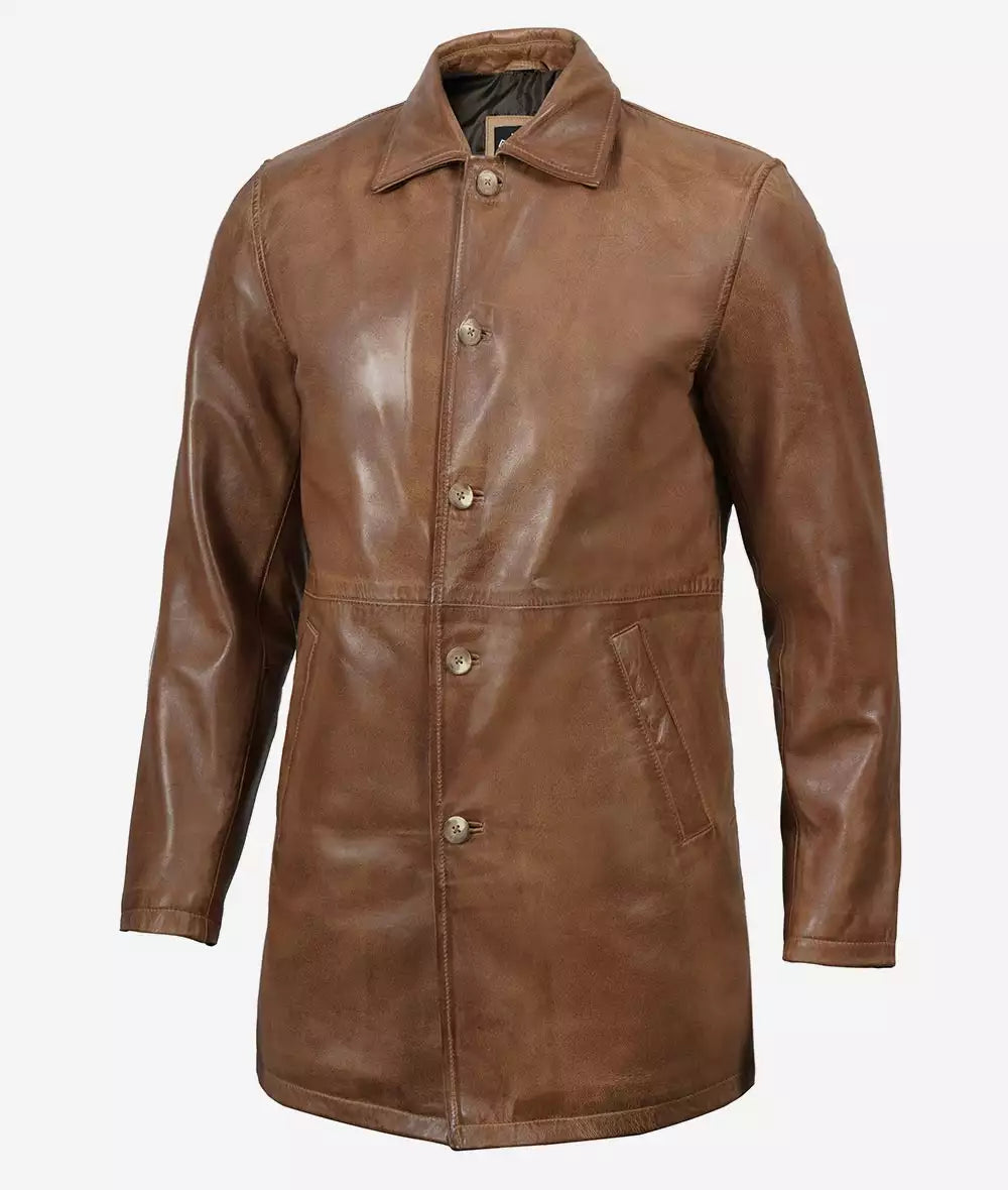Men's Real Leather Car Coat LSM-0078
