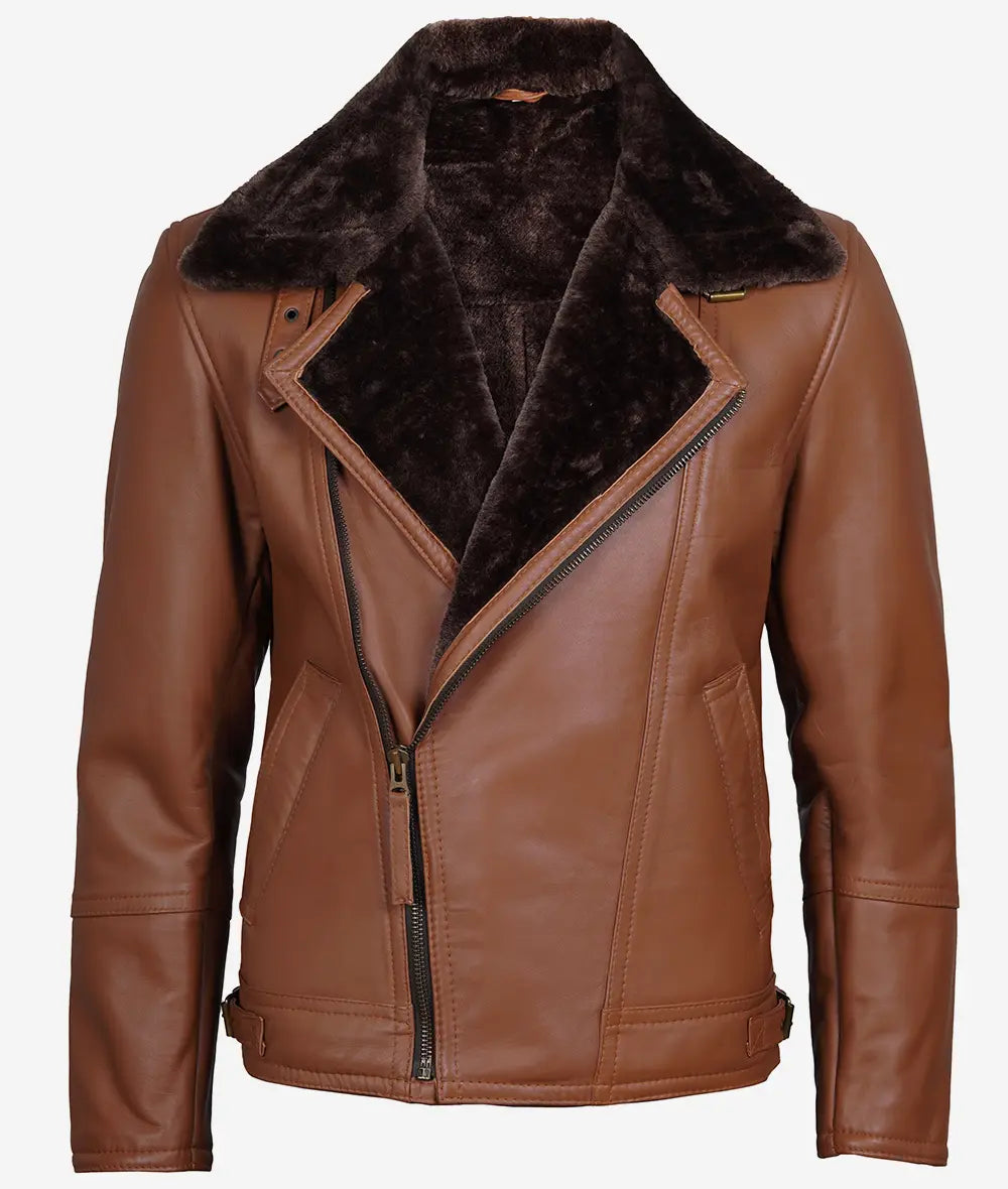 Men's Shearling Lined Moto Leather Jacket LSM-0060