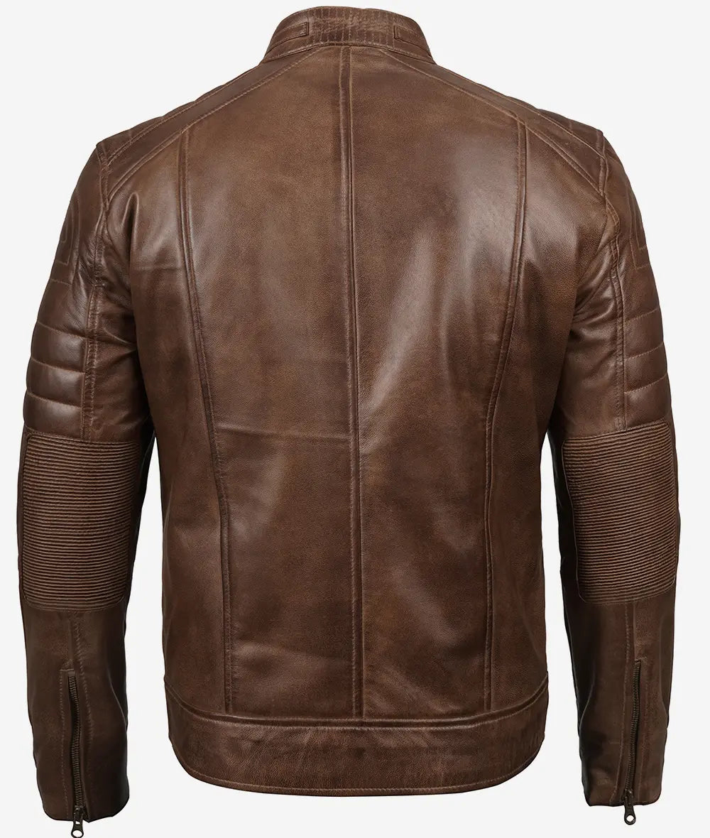 Mens Coffee Brown Biker Leather Jacket LSM-0042