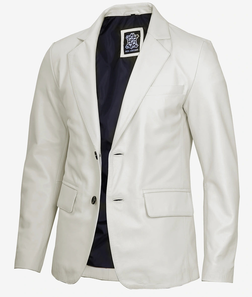 Mens Two Button Leather Blazer LSM-0073