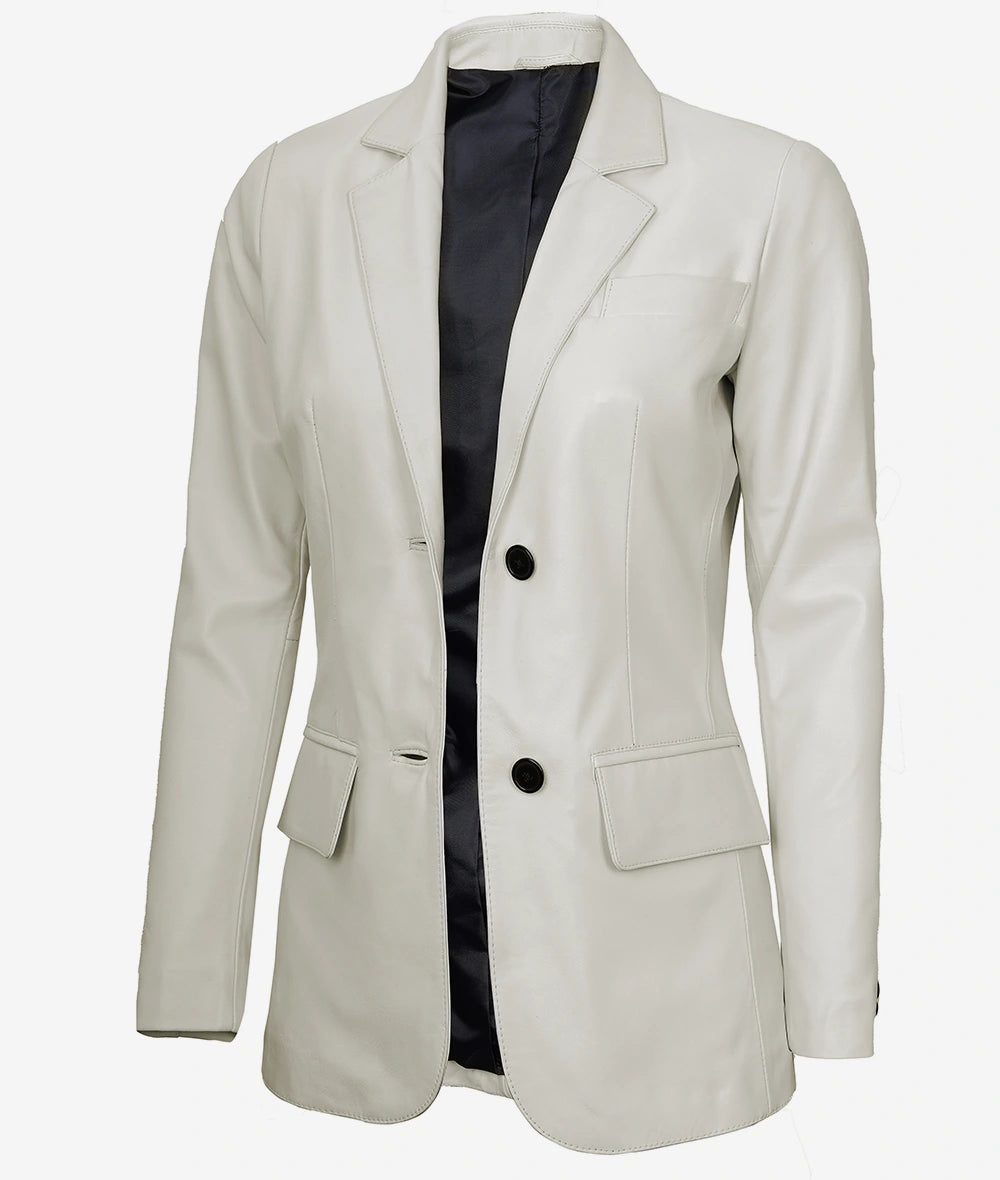 Womens Two Button Leather Blazer LSW-0094