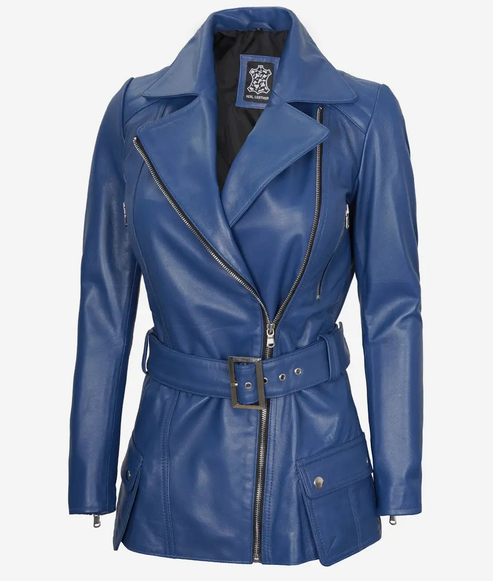 Women's Asymmetrical Belted Moto Jacket LSW-0037