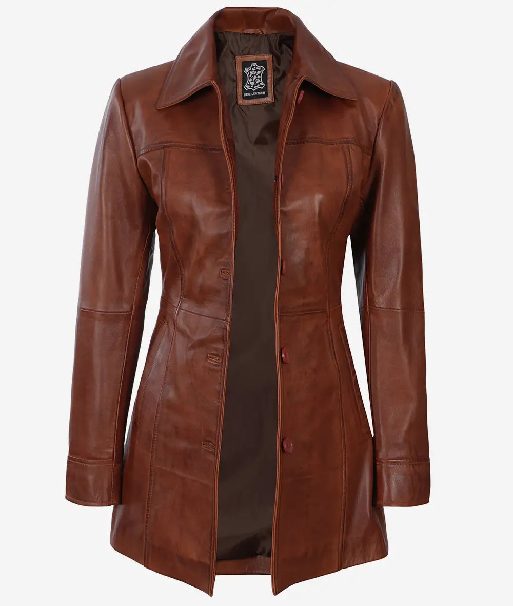 Womens Real Leather Coat LSW-0097