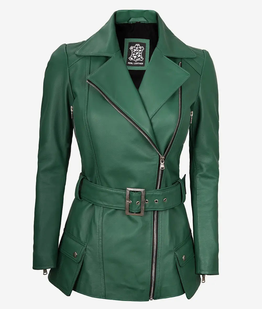 Women's Asymmetrical Belted Moto Jacket LSW-0037