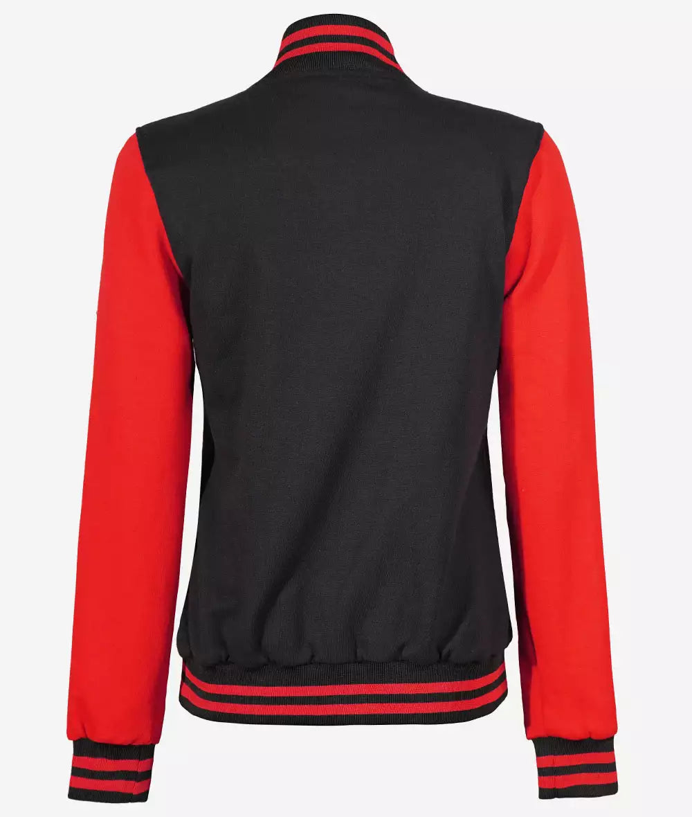 Women's Black and Red Varsity Jacket - Baseball Letterman Style LSW-0082