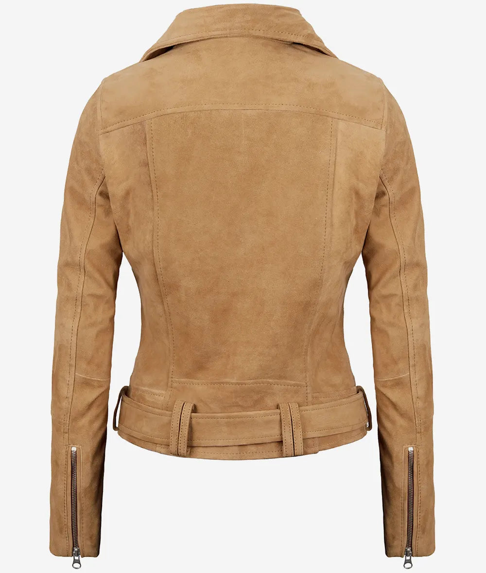 Women's Premium Brown Suede Moto Jacket LSW-0108