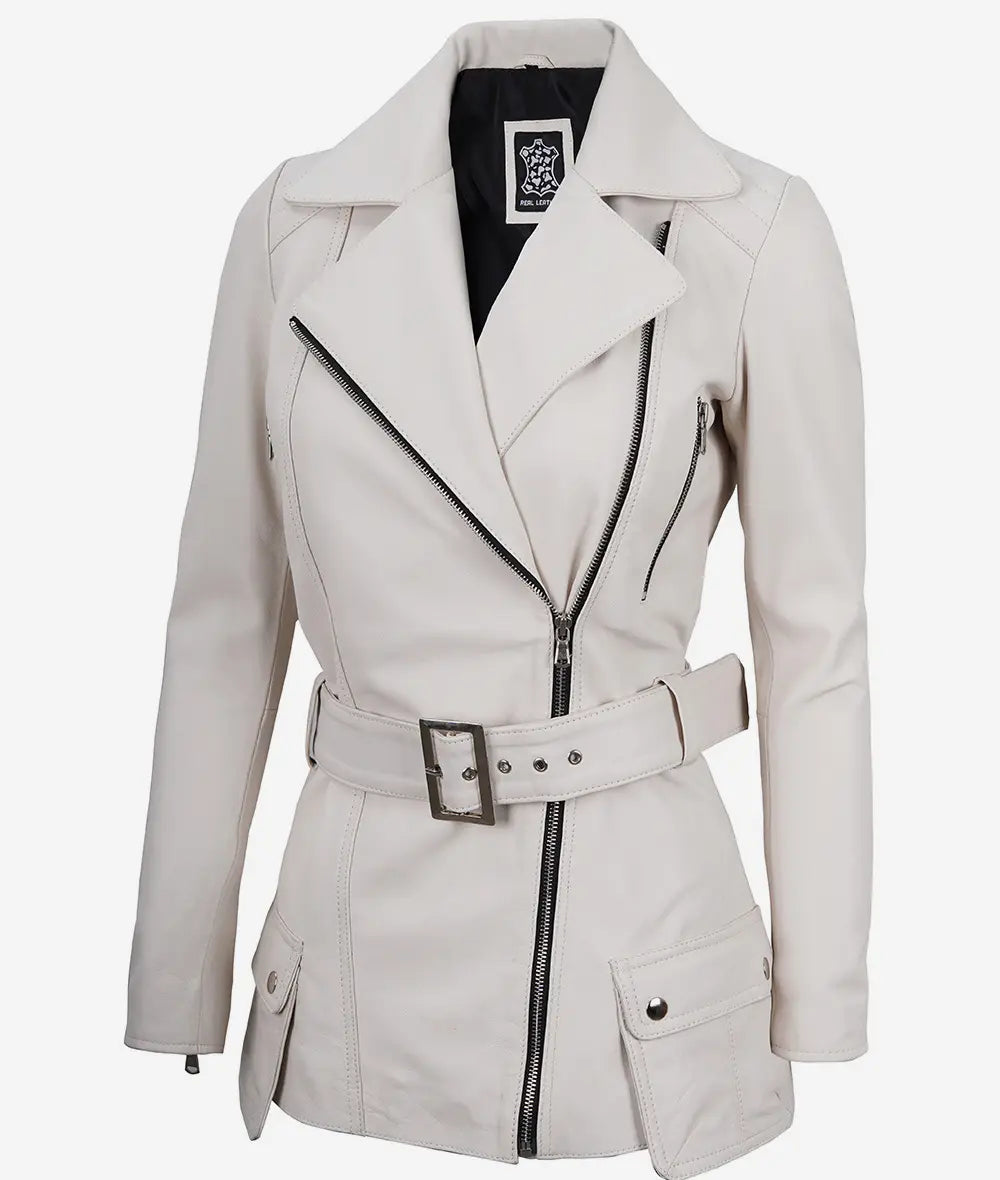 Women's Asymmetrical Belted Moto Jacket LSW-0037