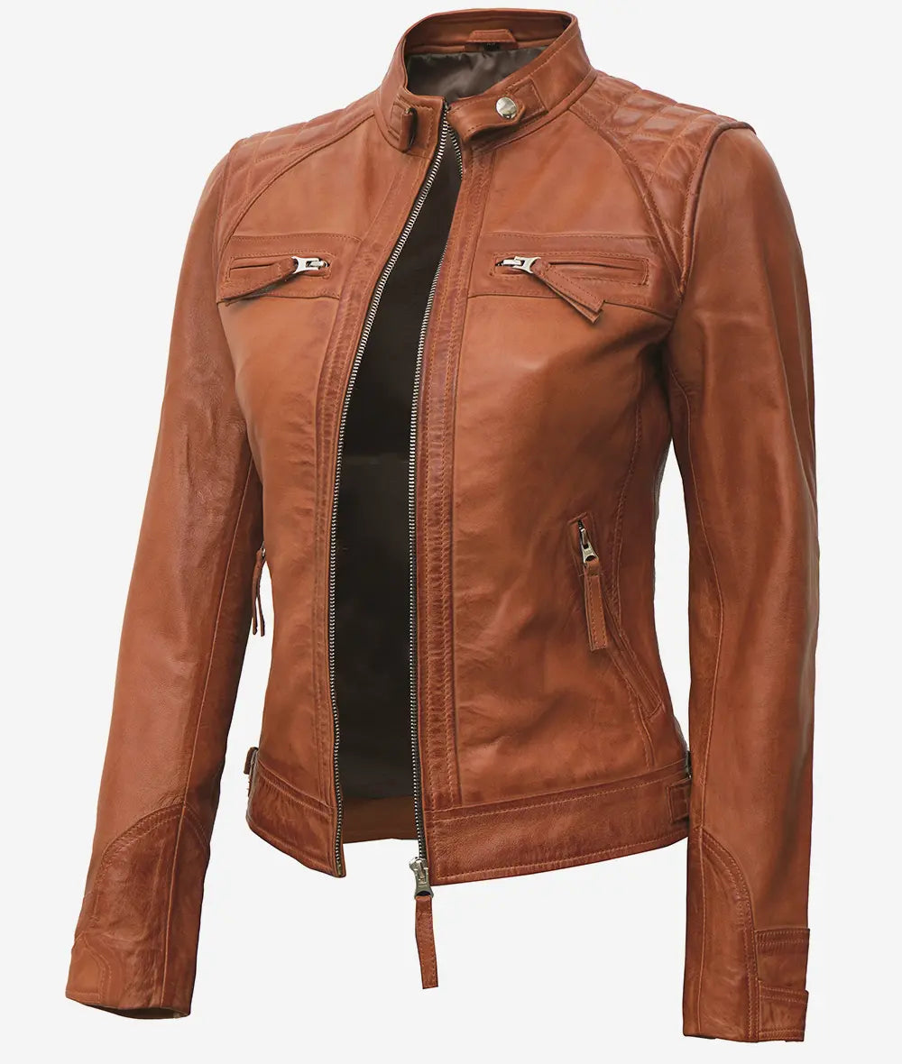 Womens Leather Biker Jacket LSW-0028