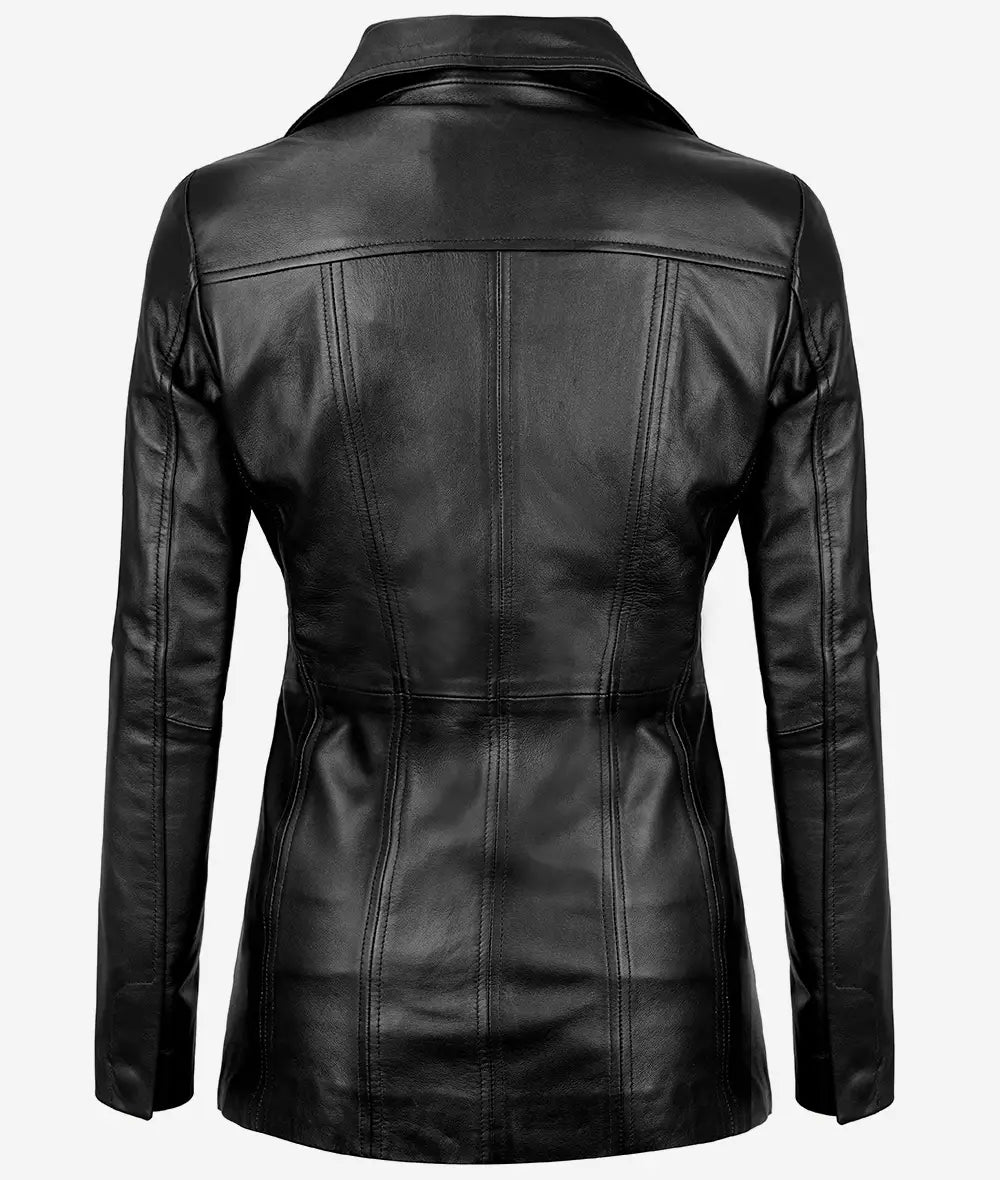 Bitonto Womens 3/4 Length Black Leather Coat LSW-0103